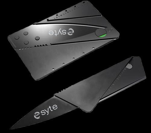 Knives Part Number: CCknife Description: Credit card size folding knife. Surgical 420 Stainless steel blade with 2-1/2 cutting edge. Ultra thin (2mm) and ultra light.