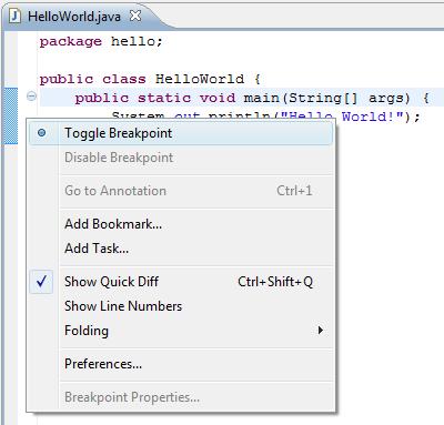 6.7 Debugging the application Eclipse also supports debugging which makes finding and
