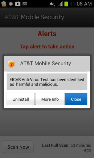 The Scan Now screen will display the total number of threats detected (viruses, malware, or suspicious applications).