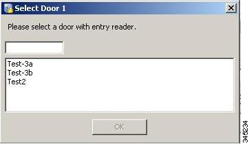 The door should include an exit reader in addition to an entry reader. Use the search field at the top of the window to narrow the list of doors, if necessary.