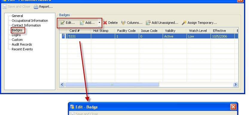 Configuring Access Policies Chapter 11 Step 6 To do this Assign the access policy to one or more user badges: a. Open the Personnel module from the Users menu. b. Click Add, or select an existing personnel entry and click Edit.