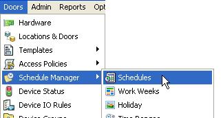 Using the Schedule Manager Chapter 11 Using the Schedule Manager The Schedule Manager defines schedules for users and doors, including the following: Access Policy schedules determine when a badge