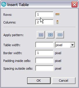 Select the cell containing the table and set its