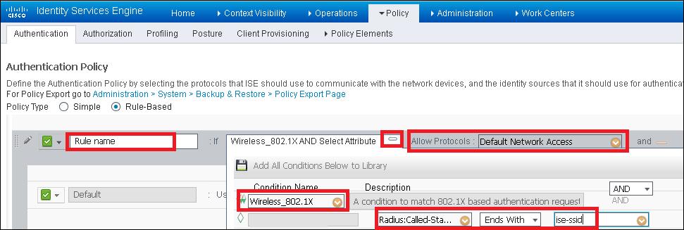 1x clients and with Called-Station-ID and ends with ise-ssid as shown in the image.