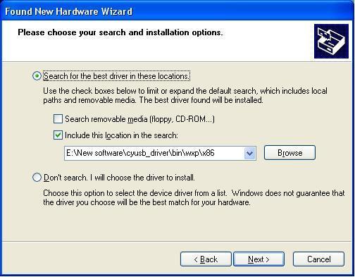 Use the browse function to find this file. Figure 13 Hardware wizard.