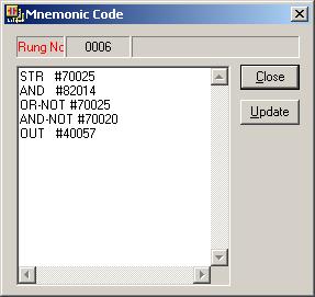 Fig. 22-2 Mnemonic Editing Display Note: If the edited mnemonic codes are recognized as correct codes after pressing [Update], the display screen returns to the normal mnemonic