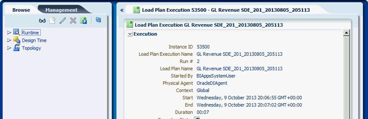 Monitoring a Load Plan Select the load plan that you want to monitor. Click the Show Execution Status Details icon to open ODI Console.