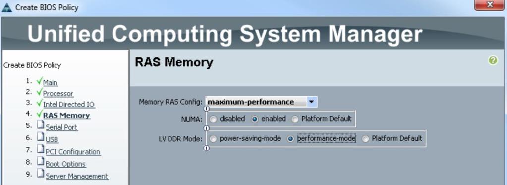 Memory Settings for Java EE Application Servers Figure 12 and Figure 13 show the recommended memory settings. Figure 12. Memory Settings for Java EE Applications in Cisco UCS E5-based M3 B-Series Blade Servers Figure 13.