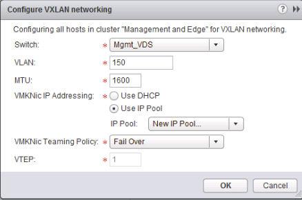 Configure VXLAN from the Secondary NSX Manager The VXLAN network is used for Layer 2 logical switching across hosts, potentially spanning multiple underlying Layer 3 domains.