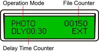 2. The Operation Mode show which record mode is in use. The File Counter show how many files have saved in the memory card. EN 3.