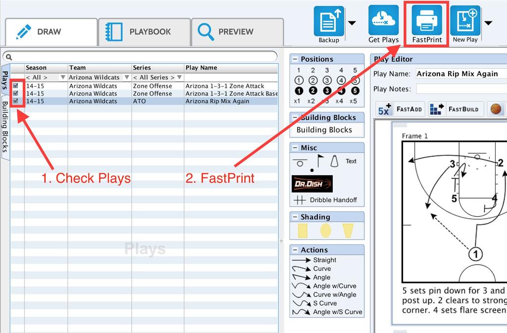 When you print your play, your Coaching Points can be added to the page underneath your play. *Note: When you add Coaching Points to a play, by default they are not included when the play is printed.