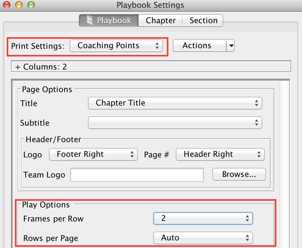 Printing Coaching Points - Within the Print Settings menu, you will also see a setting for Coaching Points.