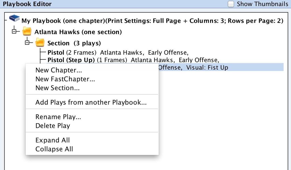 Within the Playbook Editor window, plays currently in the playbook can be dragged and dropped to