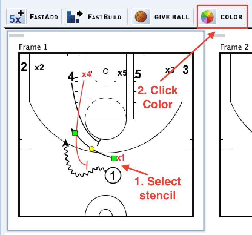 FastColor - Color can be added to any stencil on the court using the FastColor feature.