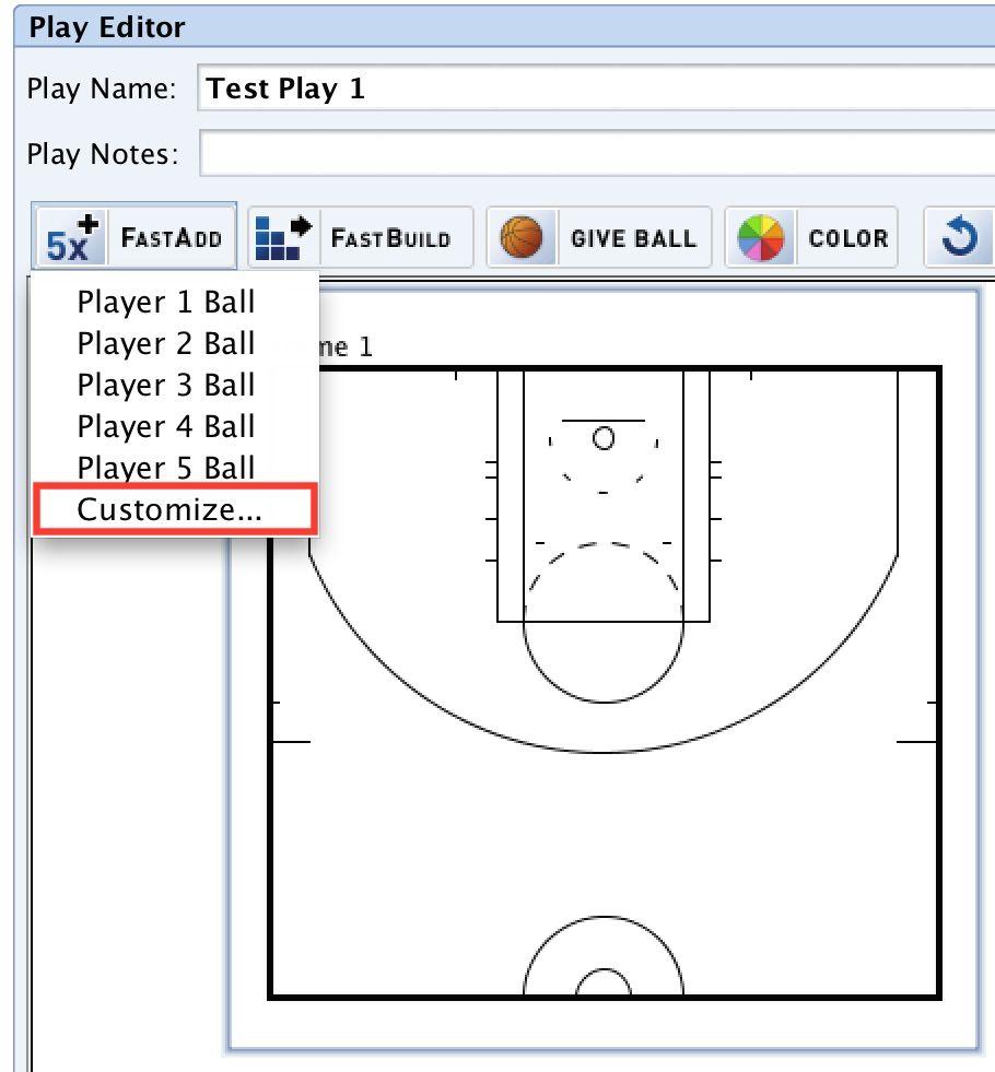 If you would like to use the same custom labels for each play, click the FastAdd icon and