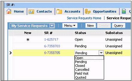 You are using an existing pick list to help users enter values for the Status field on Service Requests.