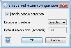 Escape and return configuration (Lock) This function allows the lock to remain unlocked a certain time after the door have been opened from the inside.