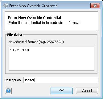 DESFire HID prox and EM prox File data: The file data stored on the credential. Description: For example the credential owner.
