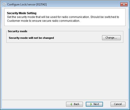 Security Mode Settings (Communication hub and Lock/sensor) This setting will apply for both the communication hub and the lock if