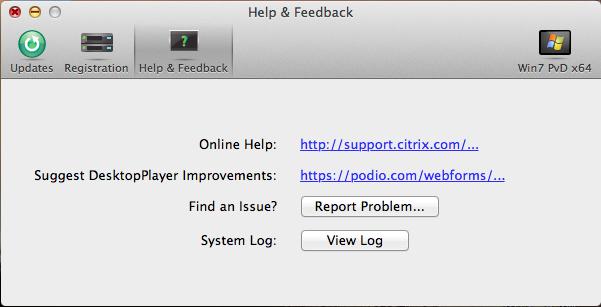 Help & Feedback Use the Help & Feedback screen to report problems to Citrix Support, suggest