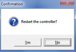 Check the contents and click the Yes Button. The right dialog box is displayed stating "Restarting Controller".
