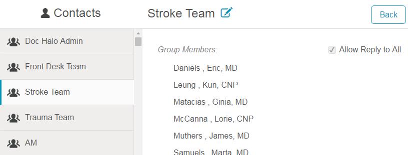 Groups From the Contacts screen you can quickly create a Personal Group to add to your Contact List. Groups are indicated with a group icon to the left of the group name.