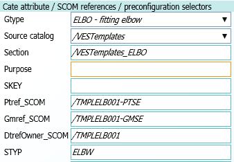3.2 Cats&Specs Example of pipe elbow CateOwner The value is read from the AVEVA PDMS template in the "Source catalog" and "Source section" fields of the "Cate attributes / SCOM references /