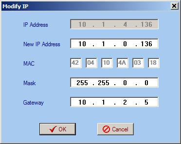 Users can click Operate and select Modify IP in the drop-down list, and a dialog box presents itself as shown below.