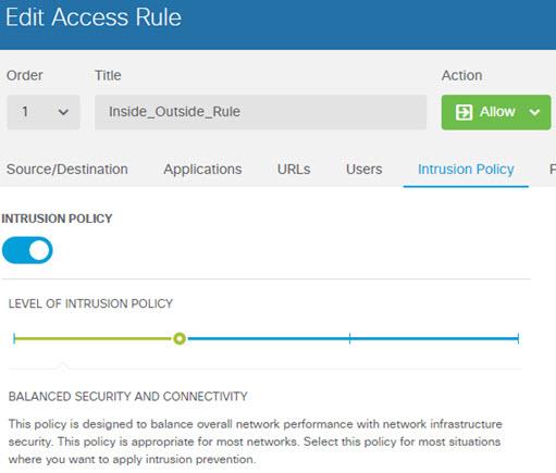 How to Block Threats traffic is getting dropped, you can ease up on intrusion inspection by selecting the Connectivity over Security policy.