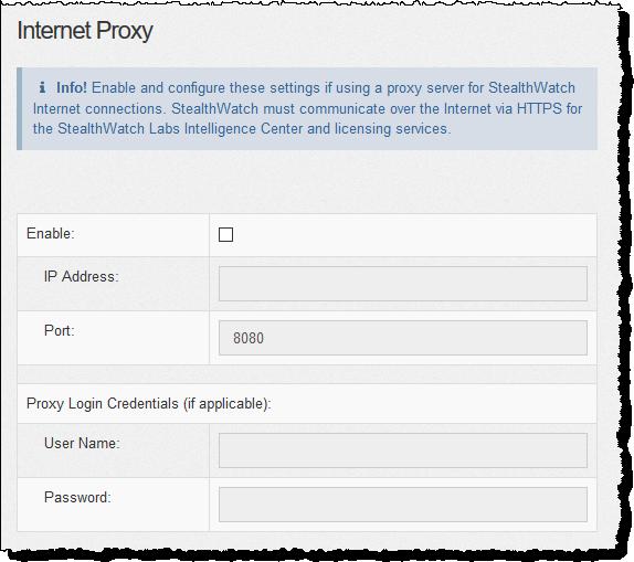 6. If your system uses an Internet proxy server, click Configuration > Services to configure the proxy server settings.