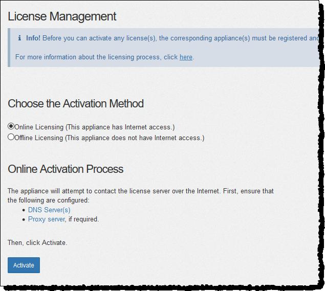 In the Choose the Activation Method section, select Online Licensing. 9. Click Activate. 10.