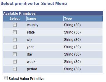 Managing Select Menu Page Elements Chapter 33 Related Links Inserting Page Elements into the Layout Grid Managing Element Groups Using the Select Primitive for Select Menu Page Image: Select