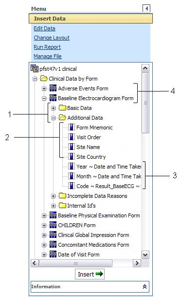 Reporting and Analysis Guide Clinical reporting tree The clinical portion of the Ad Hoc Reporting tree is built from the structure of the Reporting and Analysis database; report topics and elements