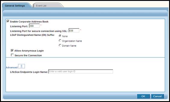 Select General Settings. Figure 4-8 Corporate Address Book Configuration Step 6 Step 7 Step 8 Step 9 Select Enable Corporate Address Book for remote systems.
