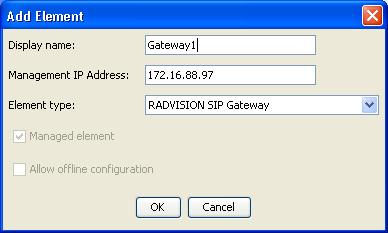 Figure 3-10 Adding an SIP Gateway to the iview Network Manager b. Enter the name for this gateway.