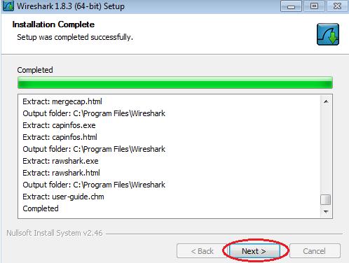 j. Wireshark starts installing its files and a separate