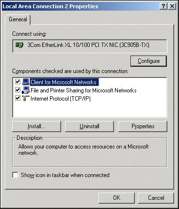Before You Begin 3 Double-click the Internet Protocol (TCP/IP) component. The Internet Protocol (TCP/IP) Properties dialog box appears.