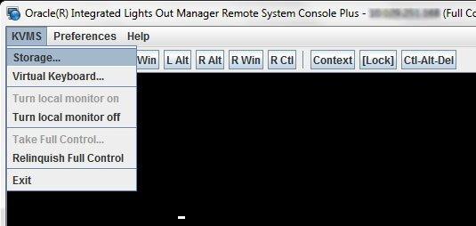 Set Up for Remote Installation b. Click Storage in the KVMS menu.