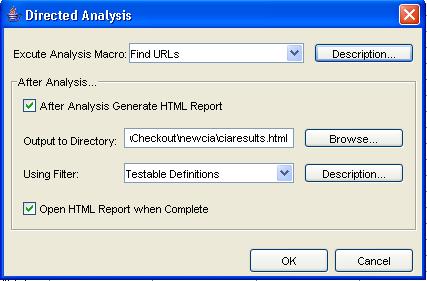 Analyzing Definitions Chapter 7 To set the parameters for your database analysis, select Tools, Directed Analysis. The Directed Analysis dialog appears.