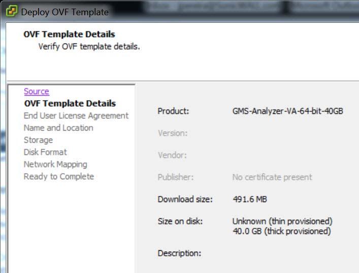10 In the OVF Template Details screen,
