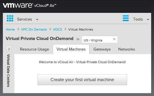 Chapter 2 Navigating Virtual Private Cloud OnDemand See Create Your Account in vcloud Air Virtual Private Cloud OnDemand Getting Started for information about registering for and purchasing services.