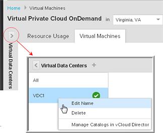 vcloud Air - Virtual Private Cloud OnDemand User's Guide The Virtual Data Centers pane displays the status of each virtual data center deployed for the selected location: Ready and usable: the