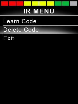 To enable an IR Code, deflect the speed paddles on the CJSM2 up or down. An enabled Code appears with a check against the highlighted Command.