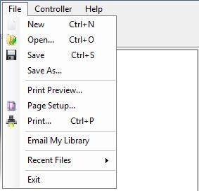 2.1 DROP-DOWN MENUS 2.1.1 FILE This menu contains standard Windows functions New, Open, Save, Save As, Print