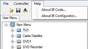 3 HELP About IR Code About IR Configurator This presents information relating to the current IR Library.