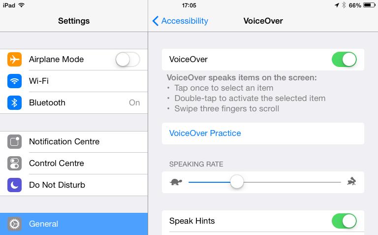 5.4 VOICEOVER SET-UP Certain CJSM2-BT commands can be assigned to idevice commands. These are detailed below. Time-related deflections (nudges) of the joystick in each of the four directions.