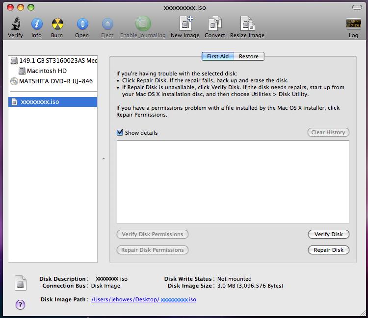 Figure 5. Using Disk Utility to Burn ISO Image NOTE: 1. Your screens will display the current name of the firmware update image file (xxxxxxxx.iso). 10.