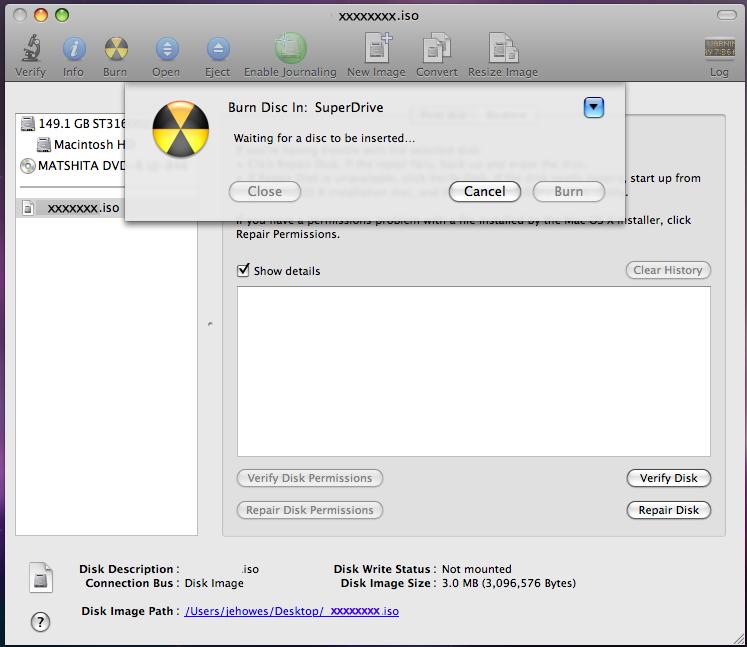 Image Burning Process Apple Mac OS* NOTES: 1.
