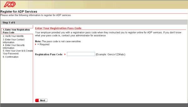 4. Enter our Registration Pass Code: USG-6775 and click Next. 5.