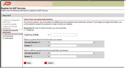 8. Complete all the fields on your Security Information and click Next. 9.